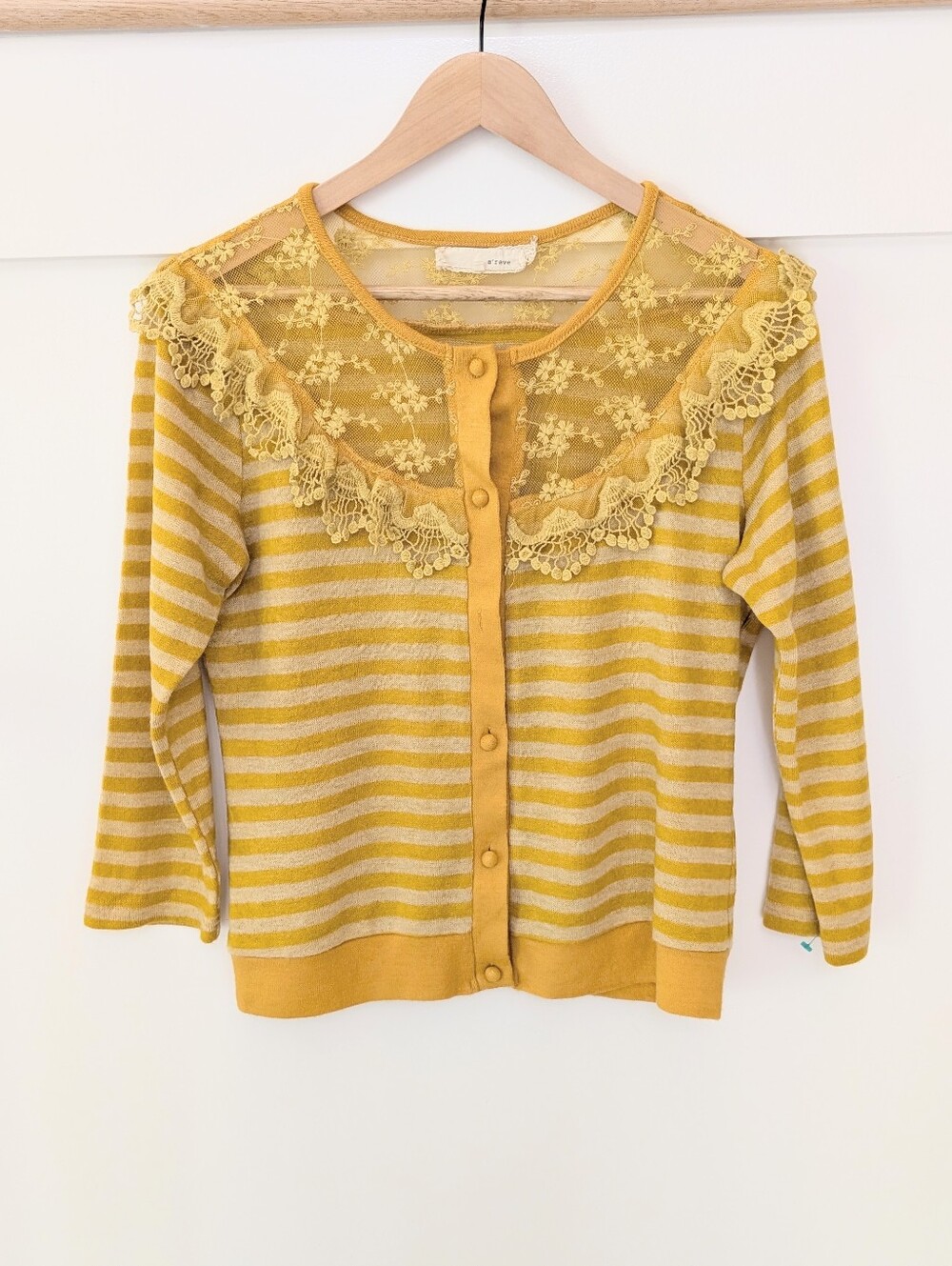 A'Reve gold lace and wool cardigan